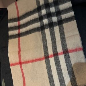 Burberry Cashmere Scarf in Red, Black, and Cream